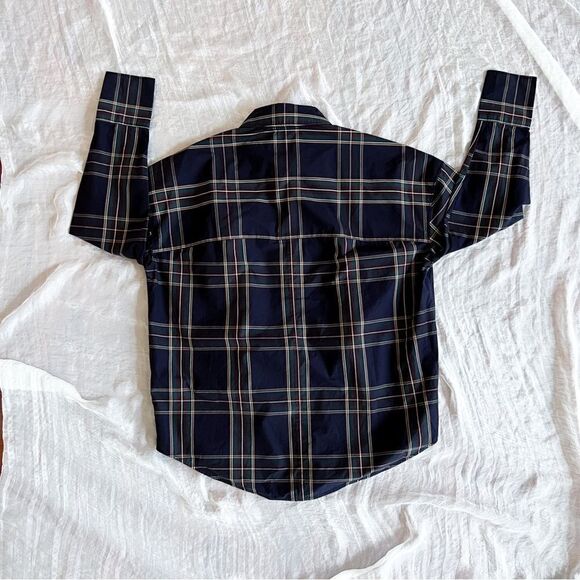 Everlane The Oversized Poplin Shirt Plaid Bottom Down Red and Green Lines modest - Picture 4 of 11